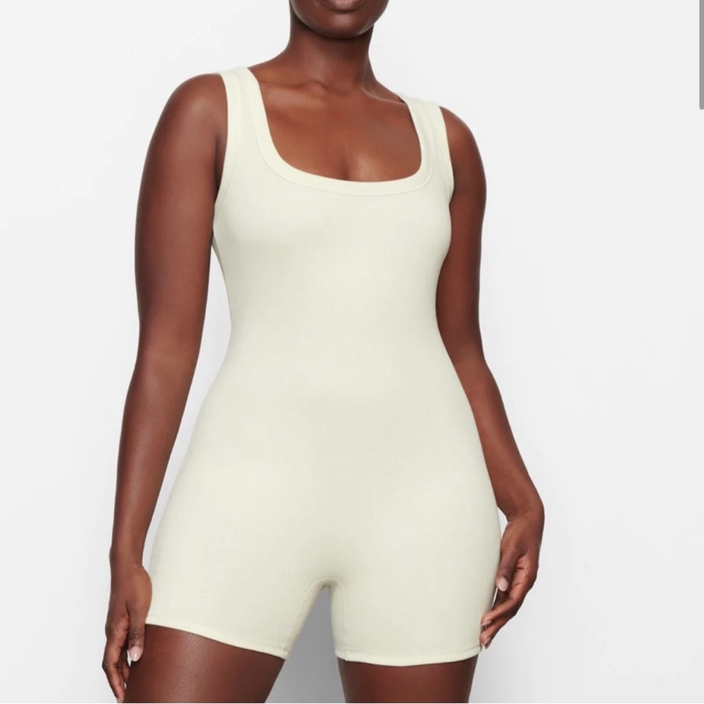 SKIMS Cotton Ribbed Onsie in Bone